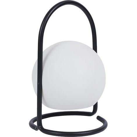 Lampe LED Boule Blanche Intérieur/Extérieur Poignée Socle Métal Noir (1/5)
