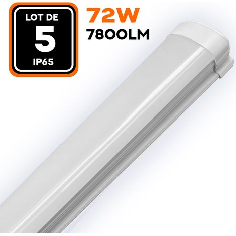 PACK DE 5 TIRAS DE LED 72W 7800LM 120CM IMPERMEABLE IP65 BLANCO FRÍO (1/4)