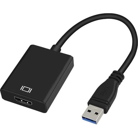 Adaptateur USB 3.0 vers HDMI, Convertisseur USB 3.0/2.0 vers HDMI 1080P Full HD (mâle à Femelle) avec Audio pour Ordinateur Portable Projecteur HDTV Compatible avec Windows XP 7/8 / 8.1/10