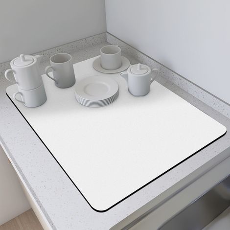 Blanc pur 5060cm (terre de diatomées) Tapis absorbant en terre de diatomées de couleur unie, résistant aux hautes températures, isolant thermique, pour la maison, les restaurants et les éviers de cui (1/4)