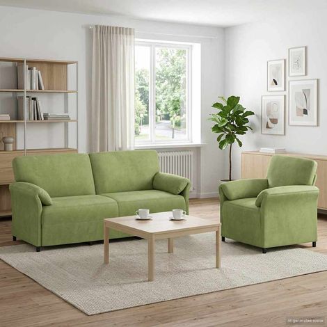 vidaXL Juego de Sofá 2 uds. Verde claro Terciopelo (1/5)