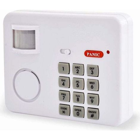 Alarme Sans Fil, Détecteur Mouvement 100° 5m, Sirène 90 dB, Carillon, Clavier, Bouton Panique, ABS, 3 Piles AA, Installation Facile, Maison, Garage, Bureau (1/4)