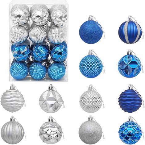 vidaXL Christmas Ball Set 36 pcs Blue and Silver 6 cm Polystyrene (1/5)