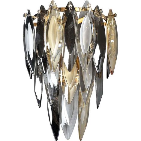 Applique murale pour couloir, cristaux K9 couleur or, couleur champagne, H 34 cm