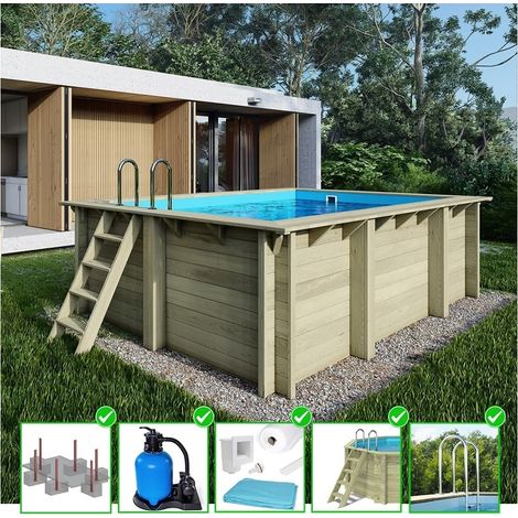 Altanka – Piscine hors sol en bois 4,65x2,85m – Hauteur 1,24m – Traitement autoclave – Construction emboîtée – Volume 10,32m³ (1/5)