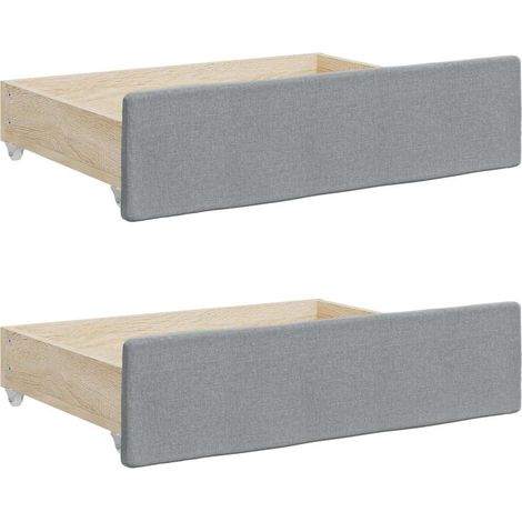 Tiroirs de lit 2 pcs gris clair bois d'ingénierie et tissu (1/5)