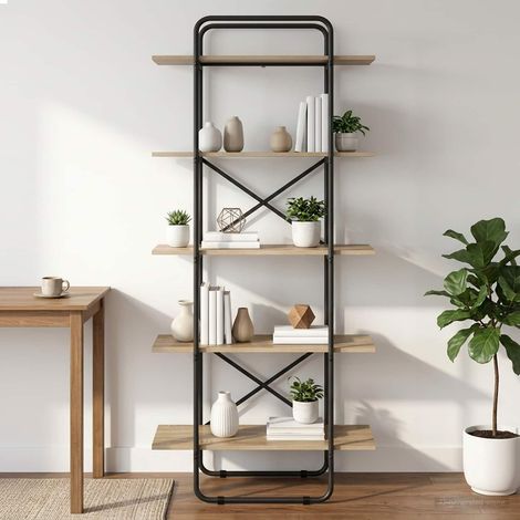 vidaXL Étagère 5 niveaux 80 x 35 x 175,5 cm PB Chêne Sonoma (1/5)