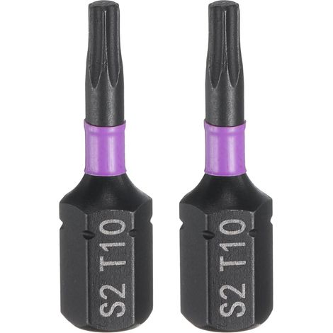 2pcs T10 Embout de Tournevis Torx 1/4" Tige Hexagonale 25mm/1" Longueur Magnétique Étoile 6 Pans Acier S2 Forets de Tournevis et de Perceuse Électrique (1/5)