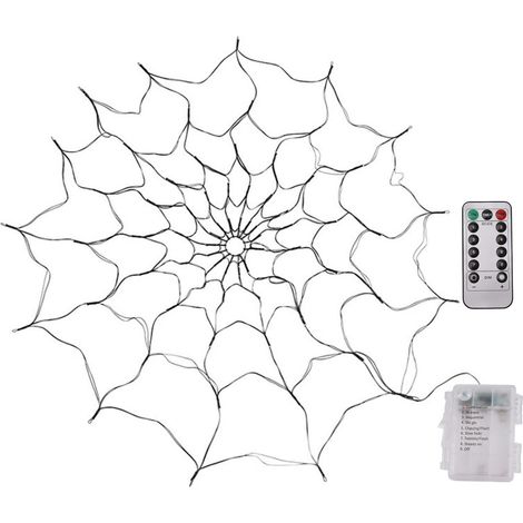 Toile d'araignée lumineuse Halloween LED, 1.2m de diamètre, 8 modes, décor géant violet pour extérieur (1/5)