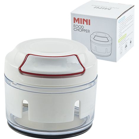 Mini hachoir à légumes manuel avec 2 lames incurvées en acier inoxydable, hachoir à ail, blanc (1/5)