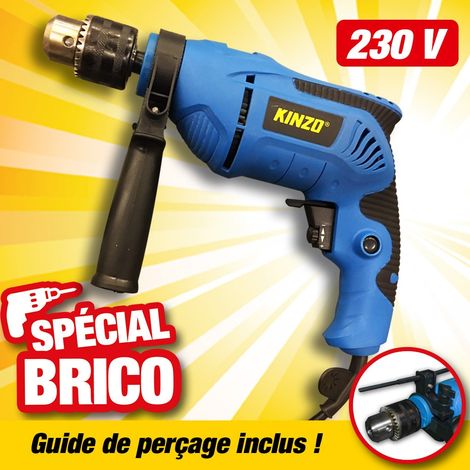 Perceuse à percussion 230V 500W – Pour béton, bois et métal – Poignée amovible – Mandrin inclus – Bonne prise en main – Kinzo