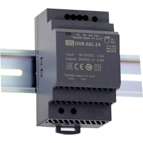 MEAN WELL DDR-60G-24 Convertisseur CC/CC pour rail (DIN) 24 V/DC 2.5 A 60 W Nbr. de sorties:1 x Contenu 1 pc(s) (1/2)