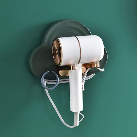 Support pour sèche-cheveux, support mural pliable pour sèche-cheveux, support sans base, pour ranger sèche-cheveux et lisseur (vert) (1/5)
