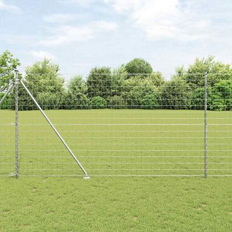 Zaun mit Pfosten Silber 1,6 x 10 m Stahl