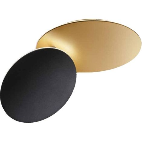 Plafonnier LED DRUM en métal Noir Doré mat 33W Perenz