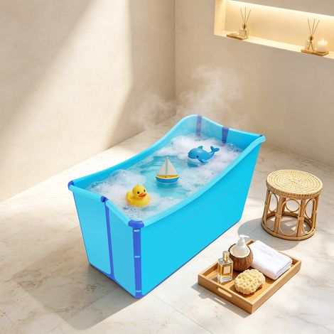 Baignoire Pliable PP TPE pour Bébé et Adulte, Antidérapante avec Bouchon de Vidange, Portable et Compacte, Gain de Place pour Salle de Bain et Balcon (1/5)