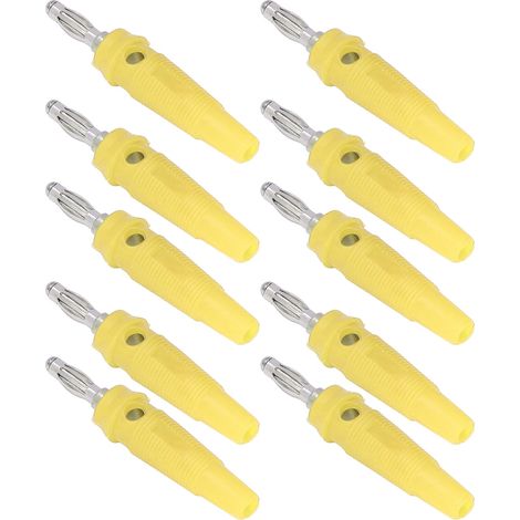 Set mit 10 4-mm-Bananensteckern, Anschlussbuchsen für Schweißgeräte, Ladegeräte und Generatoren, gelbe Farbe. (1/5)