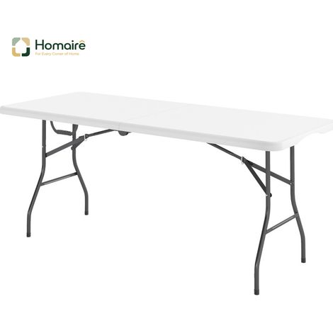HOMAIRE Klapptisch Faltbarer Campingtisch Metall Kunststoff Picknicktisch Weiß