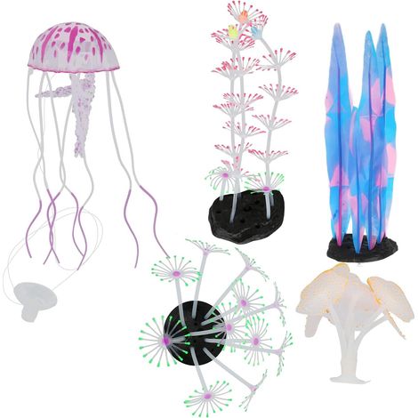 Décoration De Corail De Méduse D'aquarium De Simulation De Silicone Brillant, Ornement D'aquarium, Accessoire De Paysage D'aquarium Parfait, Cadeau Réfléchi (1/5)