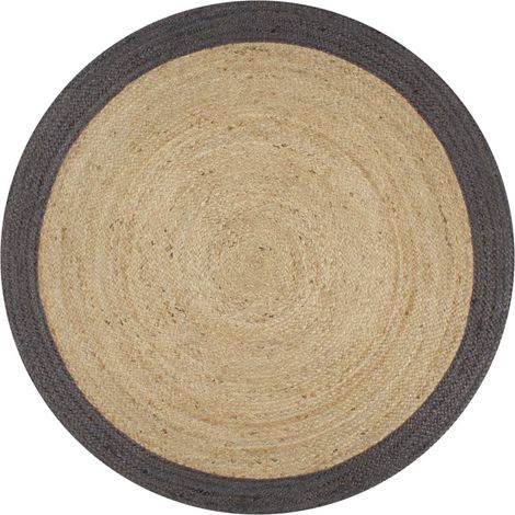 vidaXL Tapis tressé - Tapis fait à la main Jute avec bord gris foncé 150 cm (1/5)