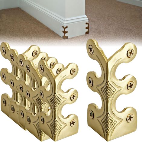 Protecteurs d’angle de plinthe en laiton massif, style vintage, protection décorative métal – Lot de 5 (Or) (1/5)