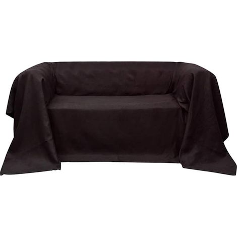 130892 Micro-suede Couch Slipcover Brown 140 x 210 cm (1/2)