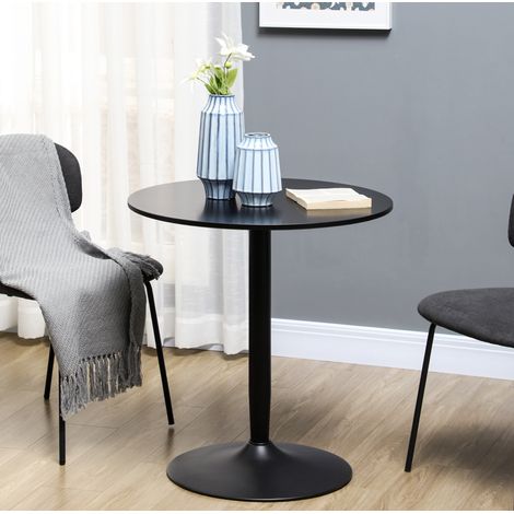 Runder Esstisch Ø70x75 cm Schwarz aus Stahl und MDF mit rutschfestem Standfuß für kleine Räume (1/5)