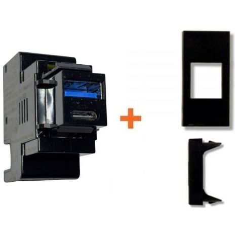 Perry presa USB A + C 3A compatibile Legrand Vela nera - 1MCUSB002A