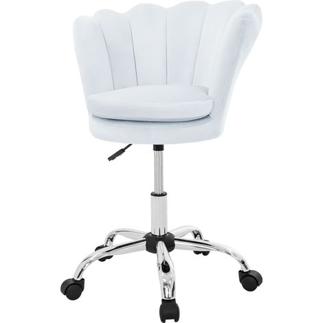 ML-Design Sedia da Ufficio in Velluto Blu Chiaro Struttura in Metallo Sedia da Sala Pranzo Imbottita con Schienale Regolabile in Altezza Sedia Girevole con 5 Rotelle Poltrona a Conchiglia per Ragazze