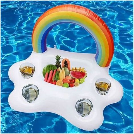 Portegobelet gonflable arcenciel nuage flottant pour salade de fruits Bar de table Bar Piscine Float Party Piscine Boissons flottantes d'été Porte bouteilledengyank (1/5)