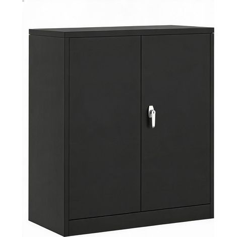 Armoire de rangement acier grand capacité – 2 étagères réglables, portes verrouillables, pour bureau ou atelier, montage facile, sécurité renforcée – Réglementation japonaise