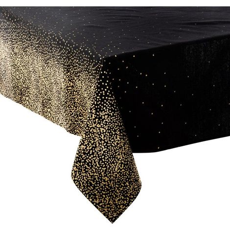 Paris Prix - Nappe Imprimée Léopard colorama 140x240cm Noir & Or (1/2)