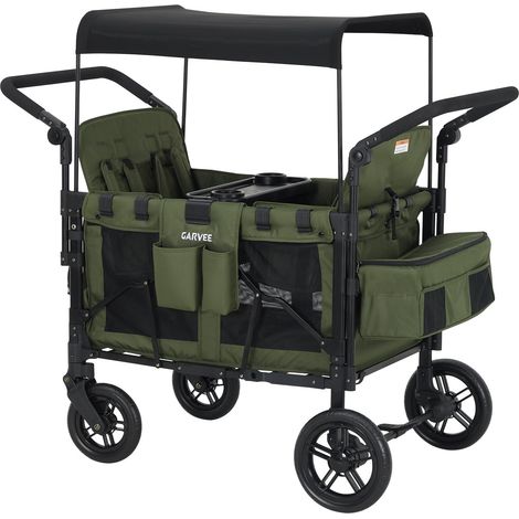 Chariot de camping 4 places avec plateau, tout-terrain, roues pivotantes 360°, charge 55 kg, vert(vert) (1/5)