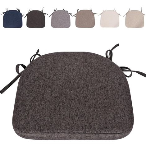 Juego de cojines para sillas con cintas (43 x 41 cm) Antideslizantes Semicirculares Cómodos Lavables Antideslizantes - Ideales para el hogar y el jardín (Gris oscuro - 1 pieza)