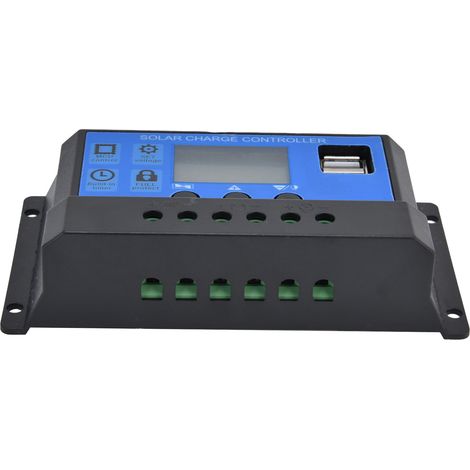 Contrôleur de chargeur solaire avec écran LCD, double contrôle intelligent USB, DC 12V-24V 20A.
