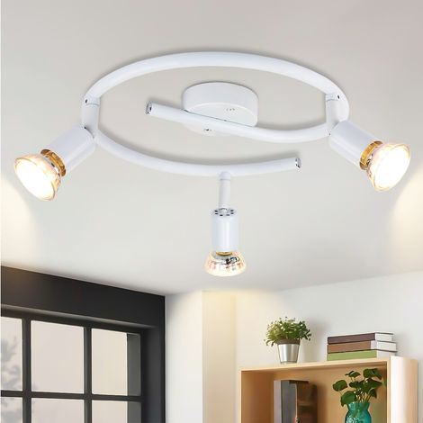 GBLY Plafonnier LED 3 Spots de plafond blanc orientable GU10 - Spots de plafond 3 ampoule Appliques murales Plafonnier de salle de bain Cuisine Couloir Chambre Ampoules incluses