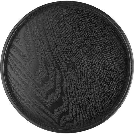 Plateaux de Service Ronds Noirs, Plateau en Bois Massif pour Le thé, Le café, Les collations, Les Repas, Le Restaurant, Les Plateaux décoratifs(21cm) (1/5)