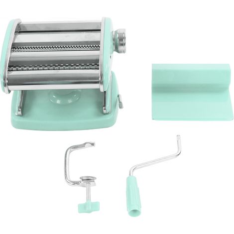 Rouleau à pâtes manuel multifonction, presse à nouilles en acier inoxydable, petite machine à pâtes domestique à ventouse verte, 2 lames (1/5)