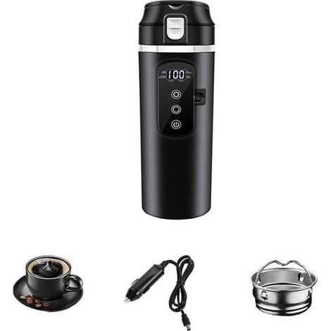 Bouilloire électrique de voiture - 500 ml - Intérieur en acier inoxydable 304 - Bouilloire électrique de voyage portable - Couvercle étanche - 12 V/24 V (1/5)