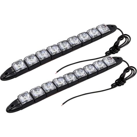 2PCS Feux de Jour LED Voiture,Universal 9LED Bandes Feux Diurnes Flexibles 12V Feux de Circulation Diurnes DRL Feux de Position pour Voitures/Camions/Bateaux (1/5)