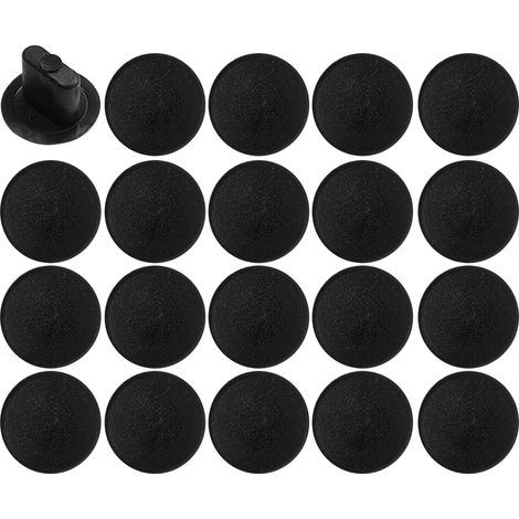 20x Bouchon cache trou de montage capuchon plastique oblong 8mm Protection Recouvrement Meuble, Noir (1/4)
