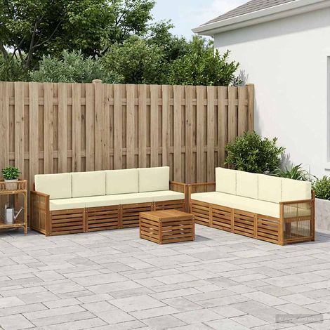 vidaXL Outdoor-Sofagarnitur 9 Stk. Natur und Creme (1/5)