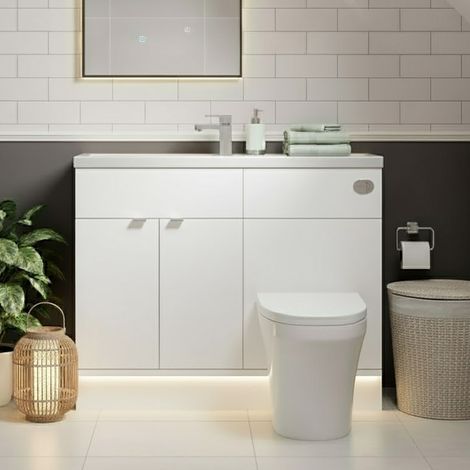 Hudson Reed Fusion Compact Combination Unit with 600mm WC Unit - 1200mm Wide - Gloss White (1/5)