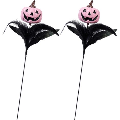 Soavoa Décorations Halloween Plumes Citrouille Crâne Rose 2 Pièces (1/4)