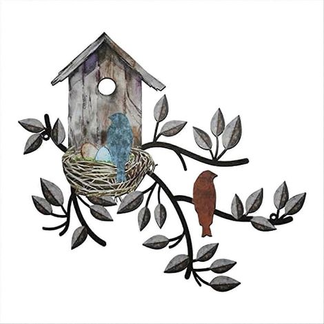 Décoration murale oiseaux en métal, art mural extérieur (1/5)