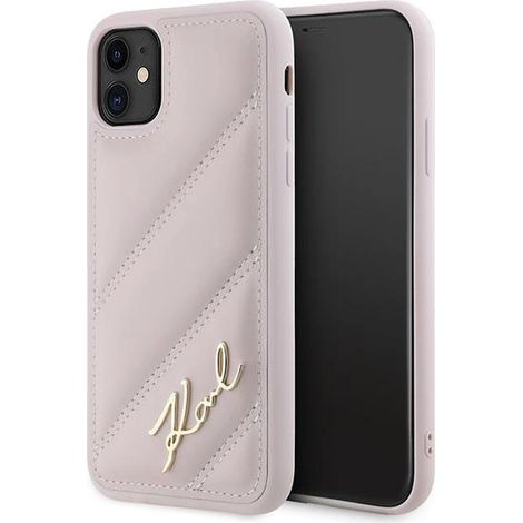 Karl Lagerfeld KLHCN61PQDSMGP iPhone 11 / Xr 6.1 pink/pink Hardcase Diagonal Quilted Script (1/5)