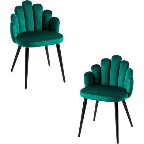 Packs Sillas Comedor - Pack 2 Sillas Hand Terciopelo Patas Negras - Verde (1/5)