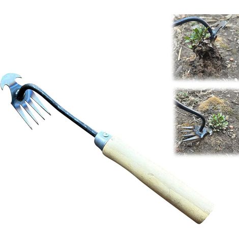Outil arrachage mauvaises herbes acier manganèse, Désherbeur 4 dents 2 en 1, Haute résistance, Choix 30/33/50 cm (1/5)
