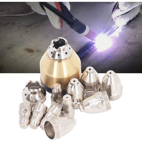 Ensemble de 12 pièces comprenant un manchon de protection et une électrode de buse pour torche à plasma P80. (1/5)
