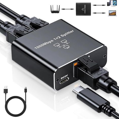 RJ45 séparateur 1 vers 2 Gigabit Ethernet 1000 Mbps réseau (1/5)